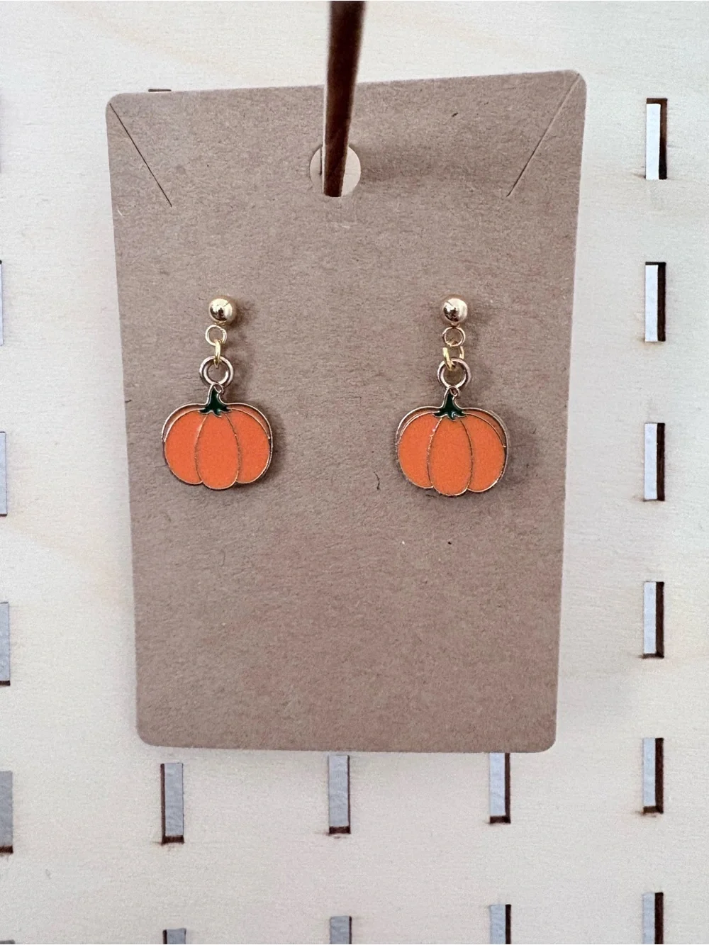 Handcrafted pumpkin charms dangle earrings